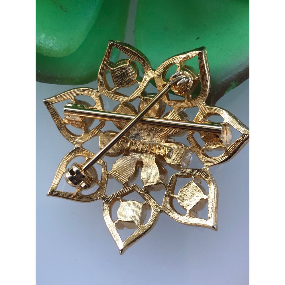 Vintage 1960 Sarah Coventry Rhinestone & Pearl Starlit Trio Pin Brooch - Picture 4 of 7